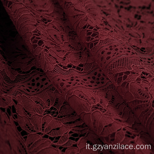 Pizzo Chantilly in cotone floreale rosso